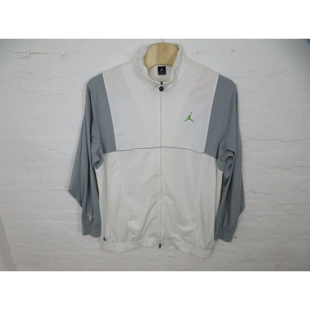 Vtg Air Jordan Flight Track Jacket Mens 3XL White Full Zip Basketball Jumpman